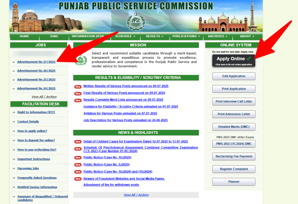 Latest Punjab Public Service Commission Jobs Lahore 2025