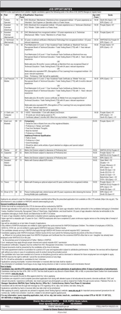 Latest Wapda Jobs 2023 | Shps Mangla Ajk Online Apply