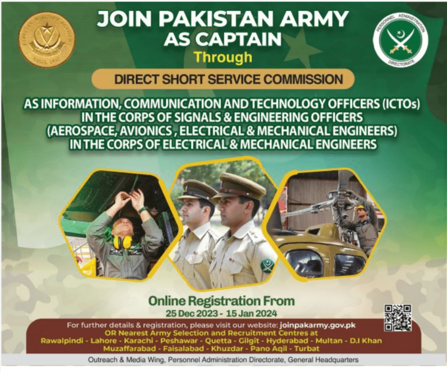 Join Pakistan Army Latest Jobs 2024 Short Service Commission