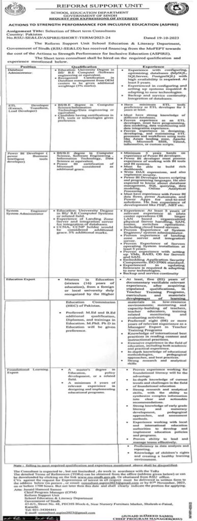 School Education Department Karachi Jobs 2023 Online Apply