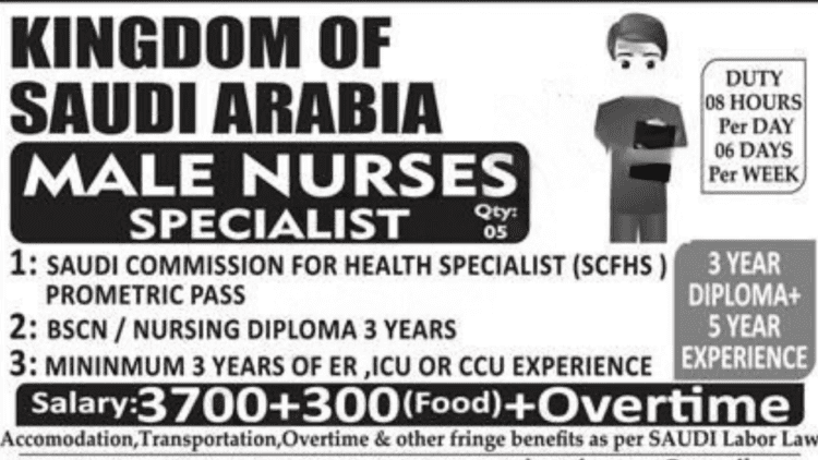 Male Nurses Saudi Arabia Jobs 2023 Online Apply