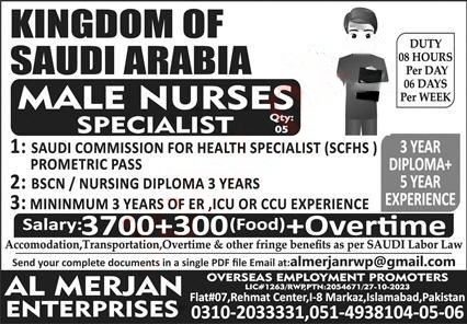 Male Nurses Saudi Arabia Jobs 2023  Online Apply