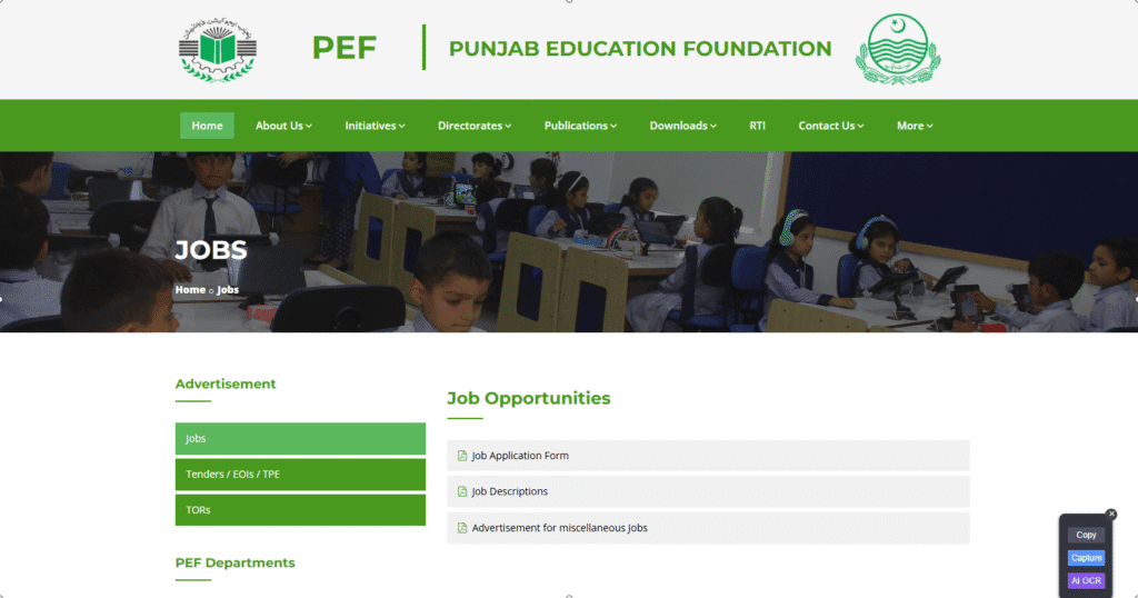 Latest Punjab Education Foundation Management Jobs 2025